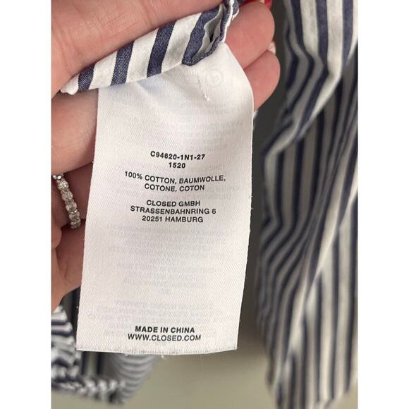 Closed 100% Cotton Striped Long Sleeve Button-Up Shirt White/Blue Women's Size - Picture 6 of 7